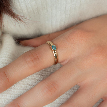 Bague plaqué or zirconia bleu