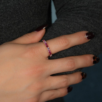 Bague plaqué or zirconias roses