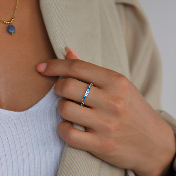 Bague plaqué or zirconias bleus