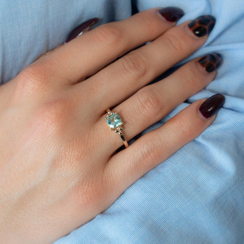 Bague plaqué or zirconia vert