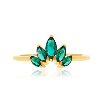 Bague plaqué or zirconias verts
