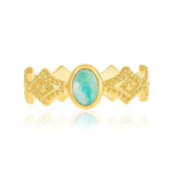 Bague plaqué or amazonites