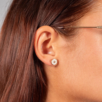 Gold-plated white lacquer earrings