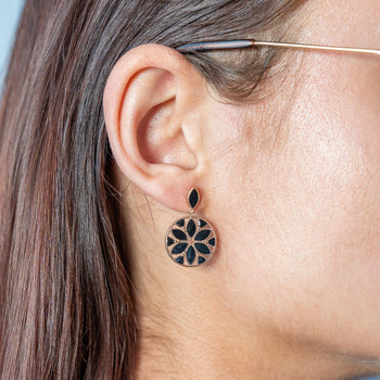 Boucles d'oreilles plaqué or laque noire
