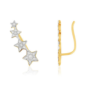 Boucles d'oreilles plaqué or jaune étoiles et zirconias