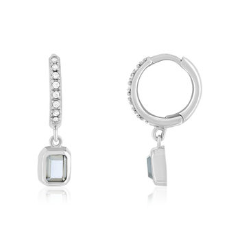 Créoles argent 925 pampilles pierres bleues et zirconias