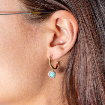 Créoles plaqué or pampilles et amazonites 15 mm