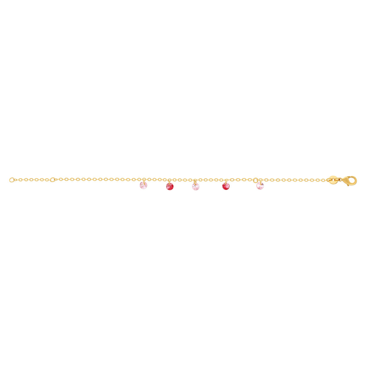 Bracelet plaqué or pierres synthétiques roses 18 cm - vue 2