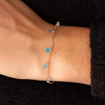 Gold-plated bracelet blue synthetic stones 18 cm