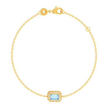 Gold-plated bracelet blue synthetic stone and zirconias 18 cm