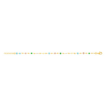 Bracelet plaqué or pierres synthétiques multicolores 18 cm