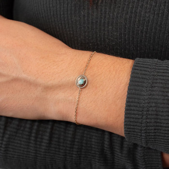 Gold-plated bracelet green synthetic stone 18 cm