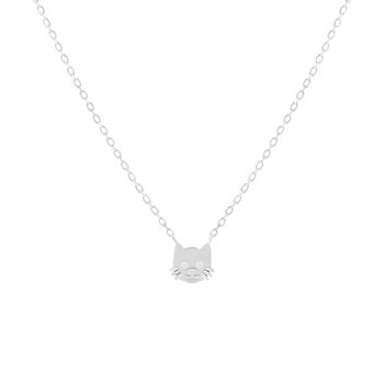 Collier argent 925 tête de chat 37cm