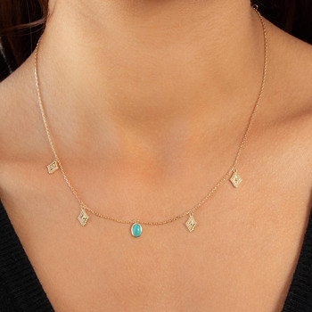 Gold-plated necklace amazonite 45cm