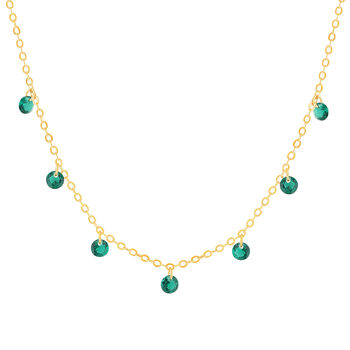 Gold-plated necklace synthetic green stones 45cm