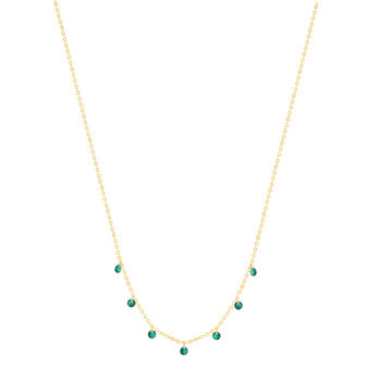 Gold-plated necklace synthetic green stones 45cm