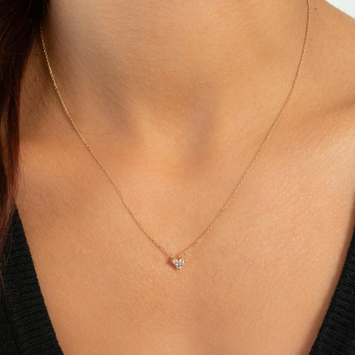 Collier plaqué or zirconias 45cm - vue porté 1