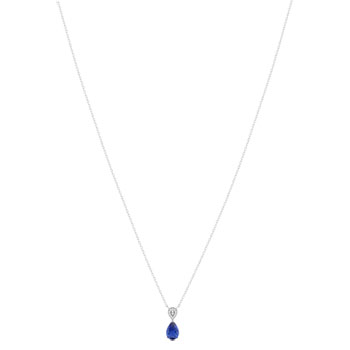 925 silver necklace synthetic blue stone and zirconias 45cm