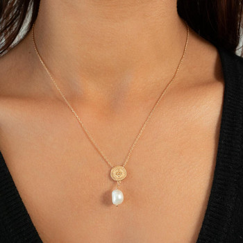 Collier plaqué or perle de culture 45 cm
