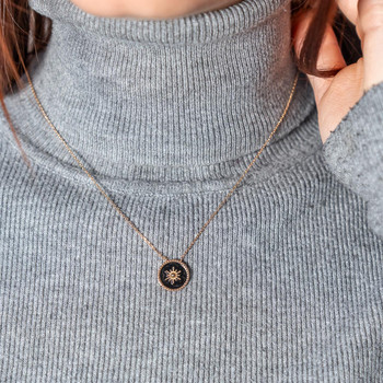 Collier plaqué or laque noire 45 cm