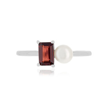 Bague argent 925 perle de Chine et grenat