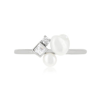 Bague argent 925 perle de Chine et zirconias
