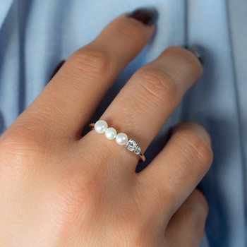 Bague argent 925 perles de Chine et zirconias