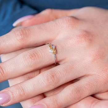 Bague argent 925 citrines et zirconias