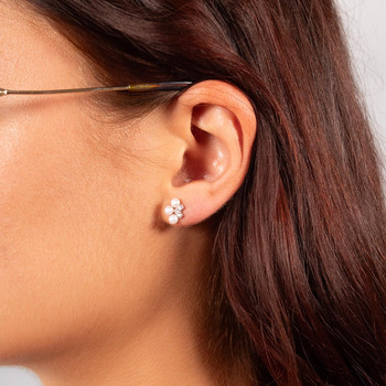 Boucles d'oreilles argent 925 perles de culture de Chine et ziconias