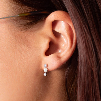 Boucles d'oreilles argent 925 perles d'eau douce et zirconias