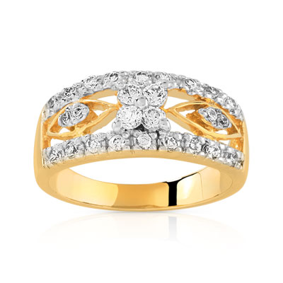 Bague plaqué or 2 tons zirconias