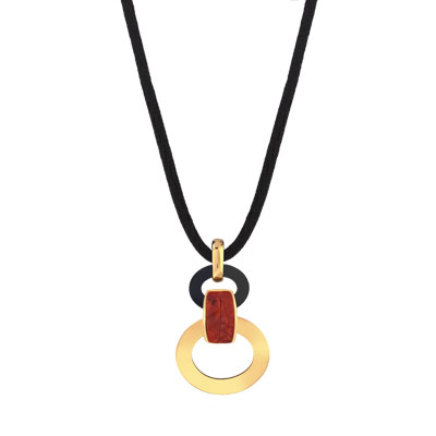 Collier plaqué or corail résine
