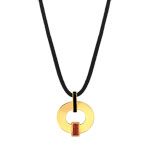 Collier plaqu&eacute; or corail r&eacute;sine