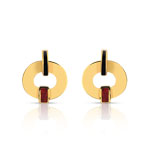 Boucles d&rsquo;oreilles plaqu&eacute; or corail r&eacute;sine