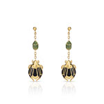 Boucles d&rsquo;oreilles plaqu&eacute; or onyx laque