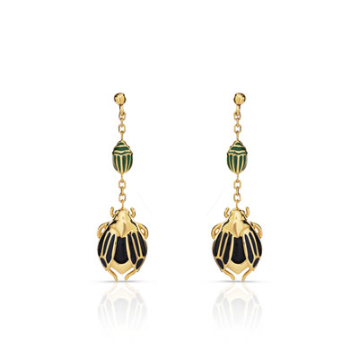 Boucles d'oreilles plaqué or onyx laque