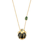 Collier plaqu&eacute; or onyx laque