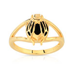 Bague plaqué or onyx laque