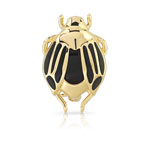 Pendentif broche plaqué or onyx laque