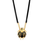 Collier ruban plaqu&eacute; or onyx laque