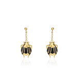Boucles d&rsquo;oreilles plaqu&eacute; or onyx laque