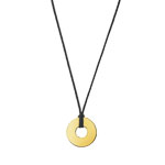 Collier plaqu&eacute; or cordon coton noir