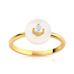 Bague plaqu&eacute; or nacre zirconia