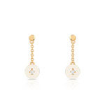 Boucles d&rsquo;oreilles plaqu&eacute; or nacre zirconia