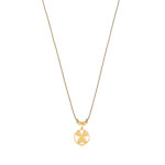 Collier plaqu&eacute; or cordon coton beige