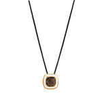 Collier plaqu&eacute; or nacre pierre imitation cordon coton noir