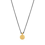 Collier plaqu&eacute; or cordon noir