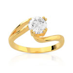 Bague plaqu&eacute; or zirconia