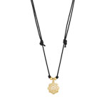 Collier plaqu&eacute; or cordon coton noir