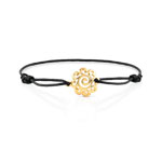 Bracelet plaqu&eacute; or cordon coton noir